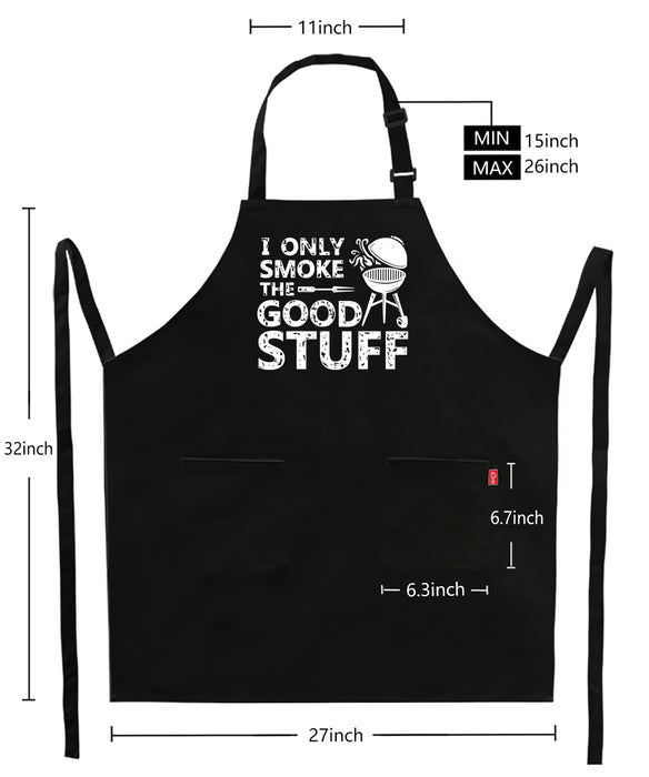 Kaidouma Funny Grill Aprons for Men - I Only Smoke the Good Stuff - Men’s Funny Chef Cooking Grilling BBQ Aprons with 2 Pockets - Birthday Father’s Day Christmas Gifts for Dad, Husband, Boyfriend, Him - Grill Parts America