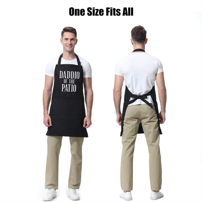 Miracu Grill Apron for Dad - Daddio of The Patio - Dad Gifts from Daughter, Son - Funny Fathers Day, Birthday Gifts for Dad, Father in Law, Step Dad, Best Dad, Daddy - Dad Apron for Grilling BBQ - Grill Parts America