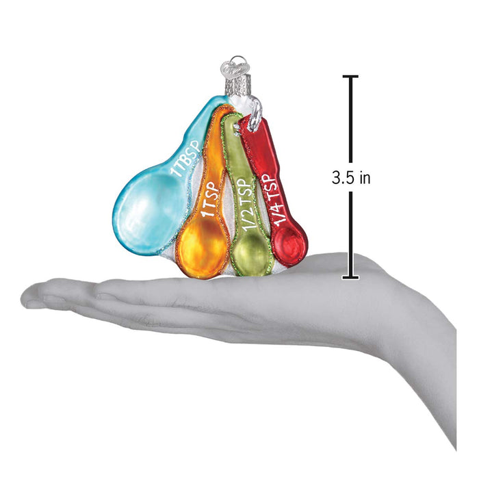 Old World Christmas Chef's Collection Glass Blown Ornaments for Christmas Tree Measuring Spoons, Model:32346 4.17 x 4.17 x 4.02 inches - Grill Parts America