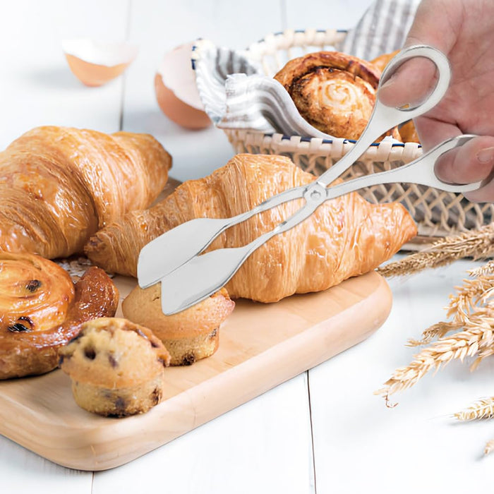 Leopacat Bread tongs, Thickening Food Serving Tongs, Multipurpose Gripper Catering Tongs Stainless Steel Buffet Utensils Mini Clip Salad Steak Vegetables Scissor Handles for Kitchen Cooking Party - Grill Parts America