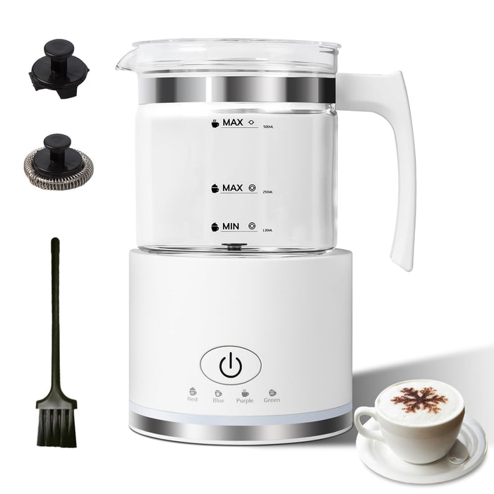 Electric Milk Frother, 4 in 1 Milk Frother and Steamer, Milk Steamer,16.9OZ/500ml Automatic Warm and Cold Foam Maker for Coffee,Latte, Cappuccino, Macchiato, Hot Chocolate, Dishwasher Safe (White) - Grill Parts America