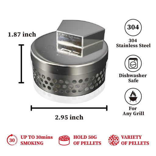 QUBE BBQ Smoker Box (Experience Kit with Pellets Included) - Barbecue Grilling Accessories, Add Smokey BBQ Flavor on Gas Grill or Charcoal Grills with This Stainless Steel Smoker Box - Grill Parts America