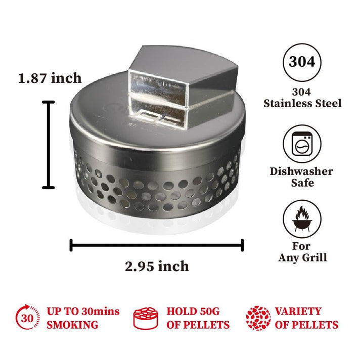 QUBE BBQ Smoker Box (Experience Kit with Pellets Included) - Barbecue Grilling Accessories, Add Smokey BBQ Flavor on Gas Grill or Charcoal Grills with This Stainless Steel Smoker Box - Grill Parts America