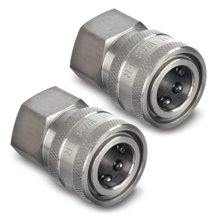 3/8 Quick Connect Fittings by ESSENTIAL WASHER - Set of 2 – 3/8 Inch Female Stainless Steel Pressure Washer Quick Connect Fittings - Quality Pressure Washer Quick Connect Kit 2-Pack - Grill Parts America