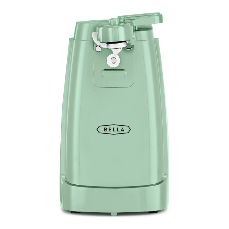 BELLA Electric Can Opener and Knife Sharpener, Multifunctional Jar and Bottle Opener with Removable Cutting Lever and Cord Storage, Stainless Steel Blade, Sage - Grill Parts America