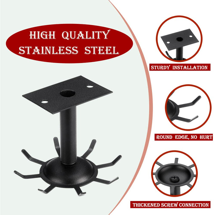 Kitchen Rotating Utensils Hooks, Matte Black Cooking Utensil Rack with 8 Rotatable Hooks for Spoons Pots Rags. Top Mounted Metal Kitchen Utensils Hanger Holder for Kitchen Bathroom Garage. - Grill Parts America