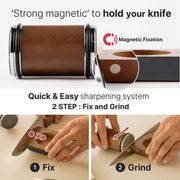HADANA Rolling Knife Sharpener Tool Kit for Straight Edge - 360 Diamond Disc,600 Ceramic Honing Disc,Magnetic Angle with 15,18,20,22 Degree for various type of Kitchen Knives (Walnut Edition) - Grill Parts America