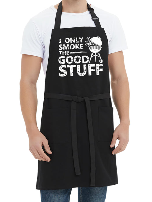 Kaidouma Funny Grill Aprons for Men - I Only Smoke the Good Stuff - Men’s Funny Chef Cooking Grilling BBQ Aprons with 2 Pockets - Birthday Father’s Day Christmas Gifts for Dad, Husband, Boyfriend, Him - Grill Parts America