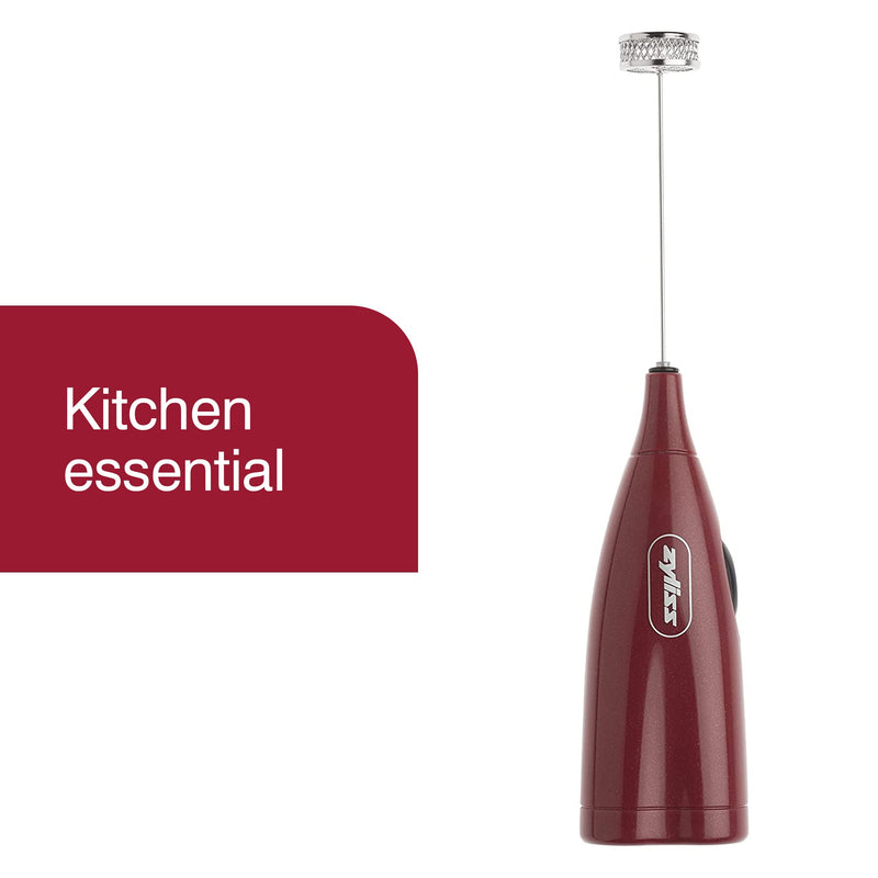 Zyliss Handheld Electric Milk Frother Wand - Versatile Drink Mixer - Frother for Coffee, Cappuccinos, Lattes or Shakes for Perfect Foam, Hot or Cold - Red - Grill Parts America