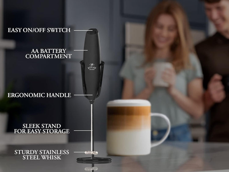 Zulay Kitchen Executive Series Milk Frother Wand - Upgraded & Improved Stand - Ideal Coffee Gift - Coffee Frother Handheld Foam Maker For Lattes - Electric Milk Frother Handheld For Cappuccino - Grill Parts America