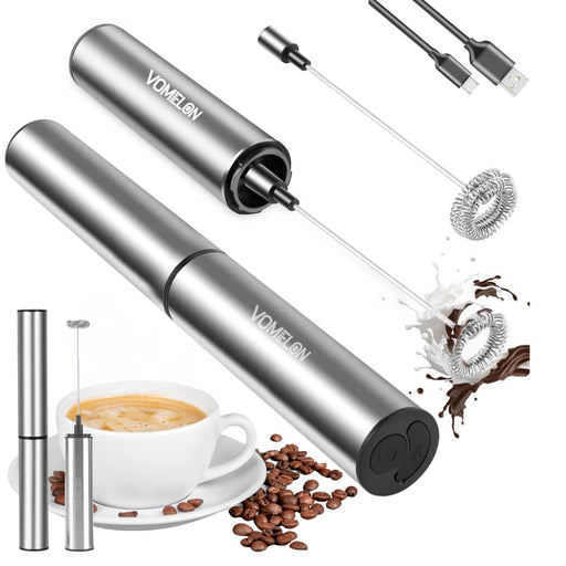 Rechargeable Milk Frother Battery Operated,2-Speed Portable Travel Frother,Electric Milk Foamer Coffee Frother for Latte, Cappuccino, Hot Chocolate Drink Mixer with Double Mini Whisks and USB Cable - Grill Parts America