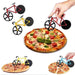 UpTuoLi Bicycle Pizza Cutter Wheel Non-Stick Dual Stainless Steel Cutting Wheels with Display Stand for Housewarming Kitchen Gadget - Grill Parts America