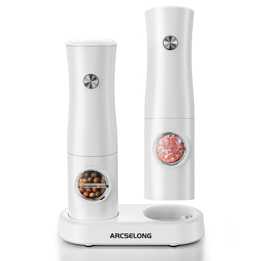 Arcselong Electric Salt And Pepper Grinder Set With Type-C Rechargeable Base, No Battery Needed, Adjustable Coarseness Electronic Spice Mill Shakers Salt And Pepper Shakers Refillable - Grill Parts America