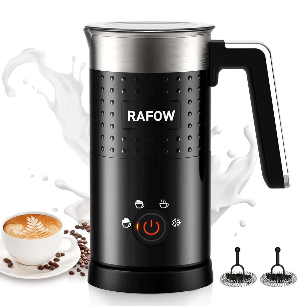 4 in 1 Electric Milk Frother: 10oz/350 mL Large Capacity Electric Milk ...