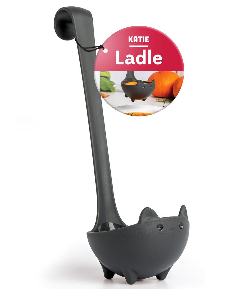 NEW!! Katie Cat Soup Ladle by OTOTO - Halloween Gifts Black Cat, Gothic Gifts, Gifts for Cat Lovers - Spooky Cat Gift, Cute Kitchen Accessories, Funny Kitchen Gadgets, Fun Gifts (Katie Cat, Black) - Grill Parts America