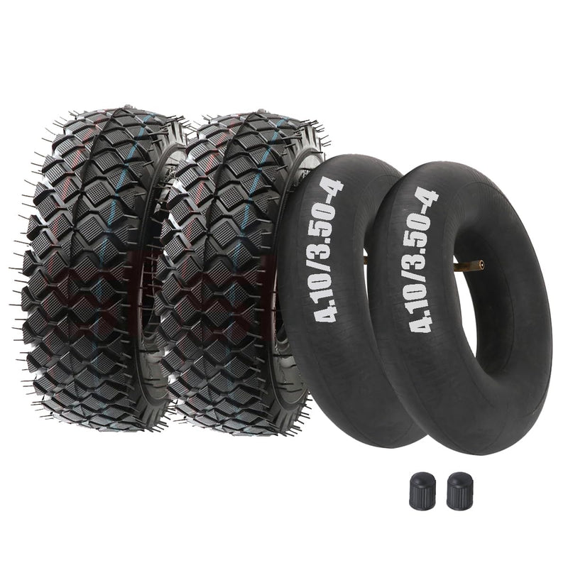 Risetosun 4.10-4 patio tire with inner tube set, 4.10/3.50-4 tire and tube shown together