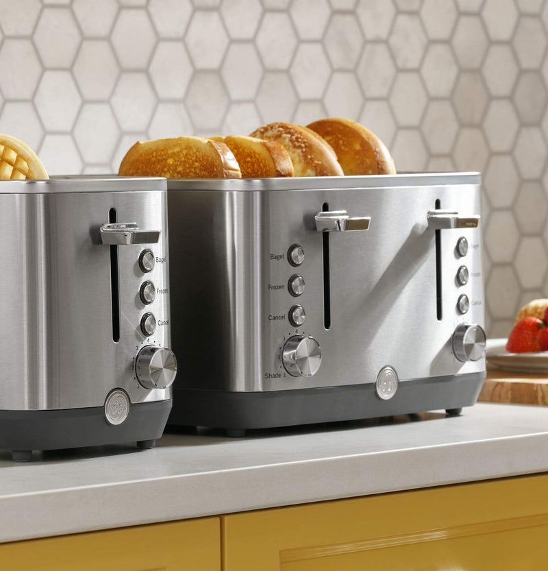 GE 2 Slice Stainless Steel Toaster, Extra Wide Slots for Toasting Bagels, Breads, Waffles & More, 7 Adjustable Shade Settings, Removable Crumb Tray, Countertop Kitchen Essentials, 850 Watts - Grill Parts America