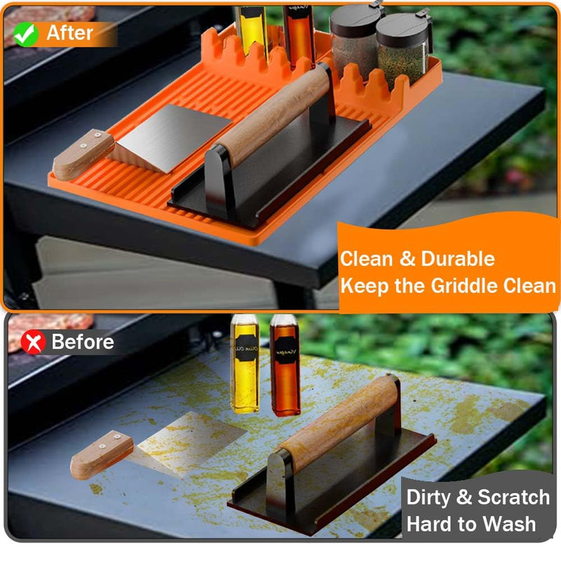 Premium Silicone Grill Mat for Blackstone - Heat-Resistant Griddle Tools Mat with Drip Pad, Perfect for Outdoor Grilling & Kitchen Counter - Vibrant Orange - Grill Parts America