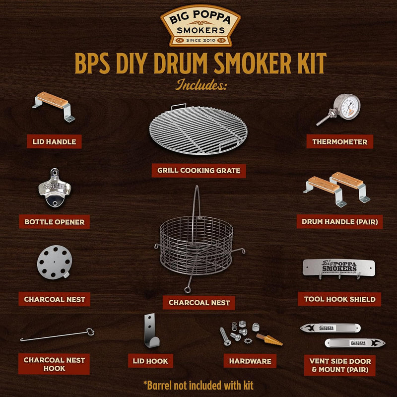 Big Poppa’S DIY Drum Smoker Kit – BBQ Smoker System for 55 Gallon Drums