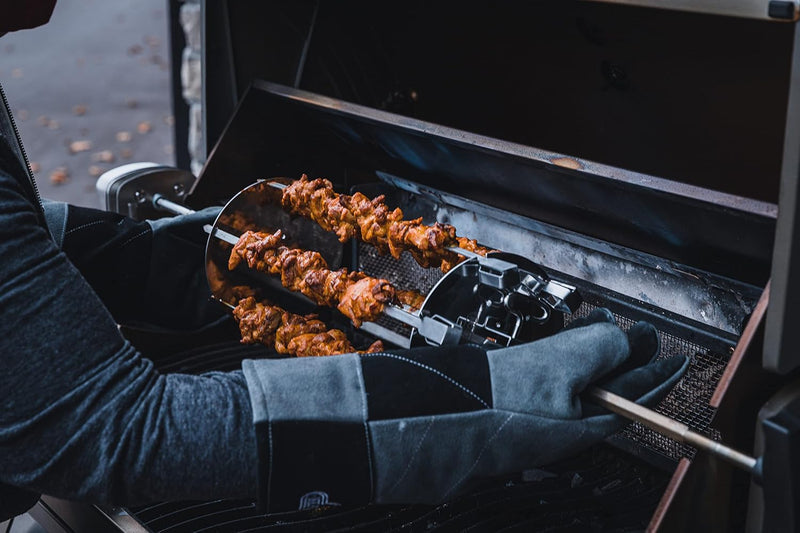 Napoleon Rotisserie Shish-Kebab Skewer Set - Fits Most Spit Rods, 6 Skewers, 2 Rotisserie Plates, Does Not Include Rotisserie