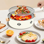 Portable Charcoal Barbecue Grill, 1Pc Small Outdoor Camping Grill (Beige)