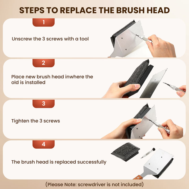 Bristle Free Grill Brush, Safe BBQ Cleaner with Stainless Steel Scraper for Outdoor Grill