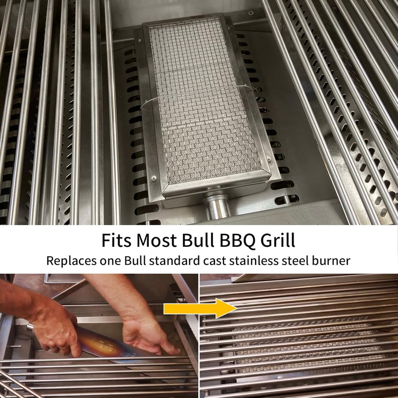 20505 Infrared Searing Burner for Bull Grill Replacement Parts for Bull Angus Brahma Lonestar Outlaw Renegade Bullet and Premium 7 Burner Grill Sear Burner for Bull BBQ Grill Accessories