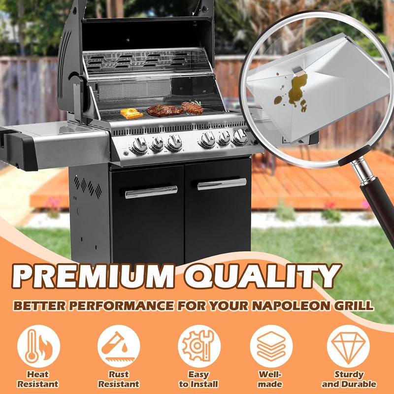 Grease Tray Replacement for Napoleon Legend LEX 485 485RSIB Series Grill Replacement Parts, Grill BBQ Drip Pan Tray for Napoleon N010-0501-M01 N010-0501-M05 Grill Grease Catcher Accessories