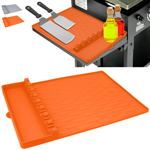 Grill Accessories Silicone Griddle Mat for Blackstone Side Shelf, Silicone Spatula Pad Mats Cooking Gadgets Barbecue Tools for Outdoor BBQ Kitchen Countertop by EANINNO Orange - Grill Parts America