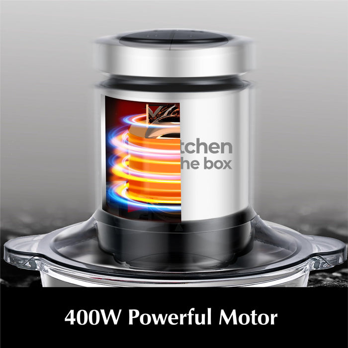 Kitchen in the box Food Processors,Small Meat Grinder & Food Chopper Electric Vegetable Chopper with 2 Bowls (8 Cup+8 Cup)& 2 Bi-Level Blades for Meat/fish/Vegetable/Baby Food (Black, 8cups+8cups) - Grill Parts America