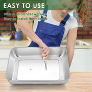 Joyfair 13 x 9 Inch Melting Basting Cover Set of 2, Stainless Steel Metal Cheese Melt Domes Rectangular for Outdoor/Indoor Flat Top Griddle, Heat-resistant Handle & Screwdriver, Dishwasher Safe - Grill Parts America