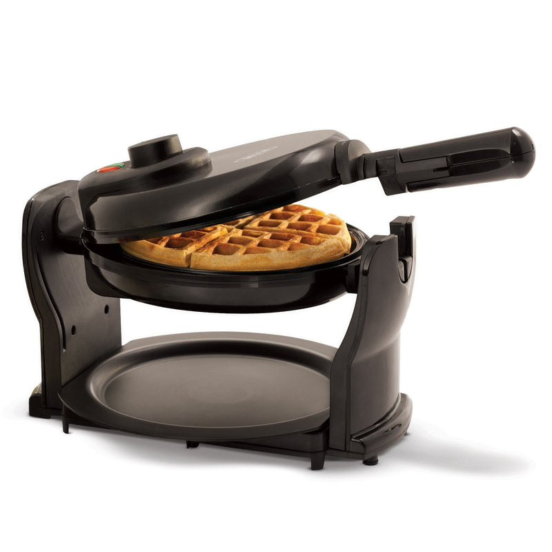 BELLA Classic Rotating Belgian Waffle Maker with Nonstick Plates, Removable Drip Tray, Adjustable Browning Control and Cool Touch Handles, Black - Grill Parts America