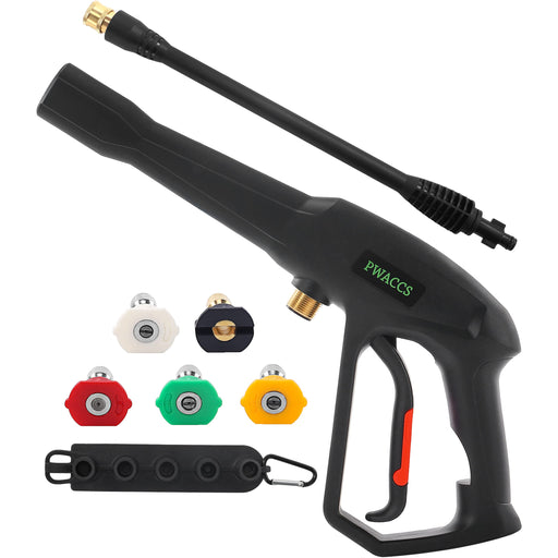 PWACCS Pressure Washer Gun Replacement with Extension Wand Kit — Power Washing Trigger Handle with 5 Spray Nozzles — Pressure Washer Parts Compatible with Ryobi, Green Works & Karcher — 2000 PSI MAX - Grill Parts America