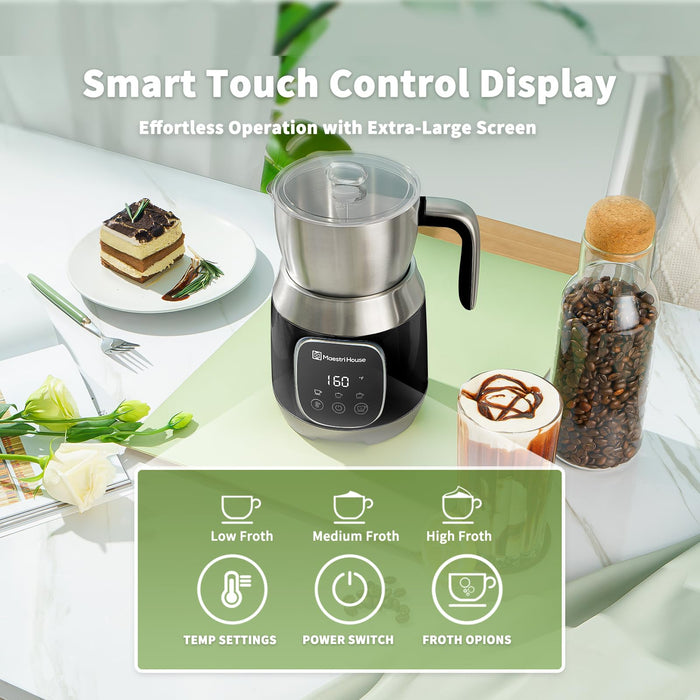 Maestri House Milk Frother, 21OZ Variable Temp and Froth Thickness Milk Frother and Steamer, Smart Touch Control Milk Warmer, Dishwasher Safe, Memory Function for Latte Cappuccino Hot Chocolate - Grill Parts America