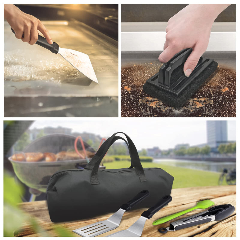 Griddle Accessories,15 Pcs Flat Top Grill Accessories kit for Blackstone and Camp,Stainless Steel BBQ Accessories with Spatula, Basting Cover,Tongs,Egg Mold & Carry Bag for Outdoor BBQ Teppanyaki - Grill Parts America