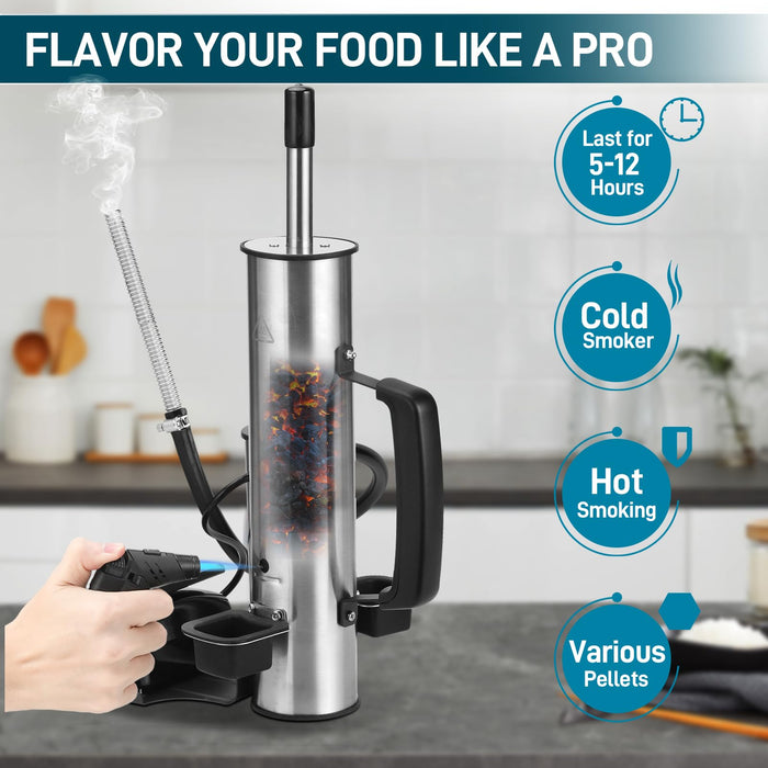 EUTRKei Smoke Tube for Pellet Smoker, Smoke Generator with Air Pump - Continuous Billowing Smoke, Hot or Cold Smoking, for Any Grill or Smoker, Automatic Grill Accessories to Provide Smoking - Grill Parts America