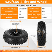 RRQ 4.10/3.50-4 pneumatic tire and wheel, 10-inch black patio replacement tire
