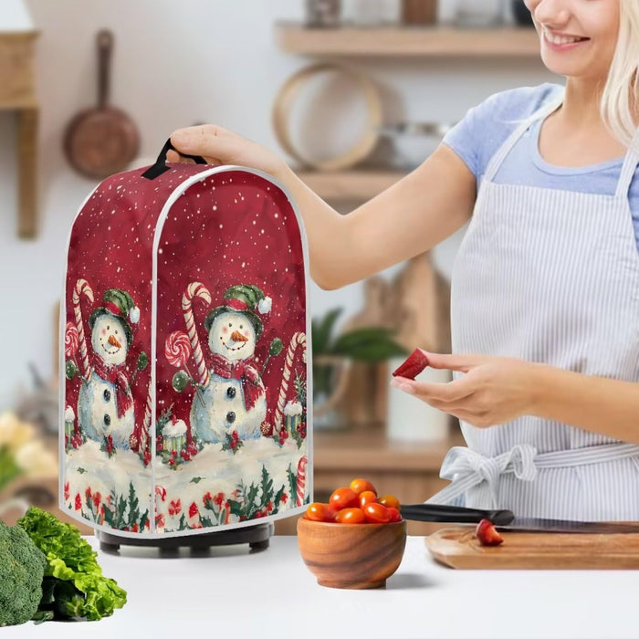 Biyejit Candy Snowman Blender Dust Cover, Stand Mixer or Coffee Maker Appliance Cover, Anti Fingerprint Polyester Dust Proof Stain Resistant Blender Cover for Home Kitchen Christmas Decor - Grill Parts America