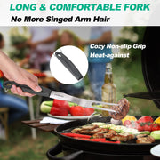 HAUSHOF Large Grill Accessories Heavy Duty BBQ Set Gifts for Men/Women - Premium Stainless Steel Spatula, Fork & Tongs (16.5/16/16.5 in.), Barbecue Utensils Tool Kit Gift for Grilling Lover Outdoor - Grill Parts America