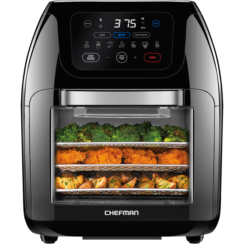 CHEFMAN Multifunctional Digital Air Fryer+ Rotisserie, Dehydrator, Convection Oven, 17 Touch Screen Presets Fry, Roast, Dehydrate, Bake, XL 10L Family Size, Auto Shutoff, Large Easy-View Window, Black - Grill Parts America