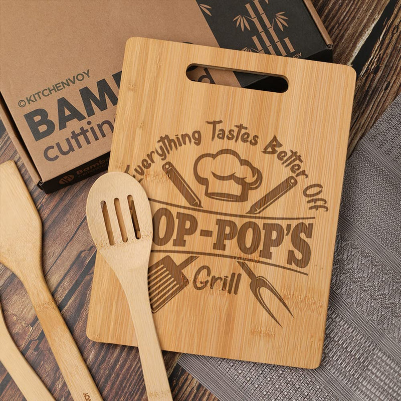 KITCHENVOY Grandpa Cutting Board - Gifts for Grandpa on Fathers Day - Pop Gifts for Grandpa from Grandkids - Grandpa Kitchen Gift for Christmas, Anniversary - Grill Parts America