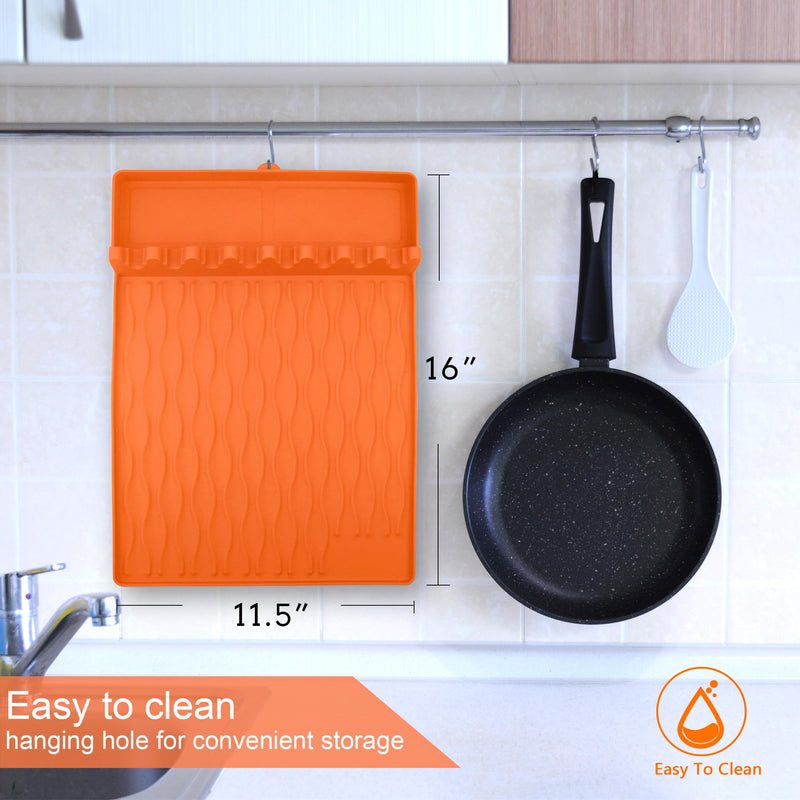 Grill Accessories Silicone Griddle Mat for Blackstone Side Shelf, Silicone Spatula Pad Mats Cooking Gadgets Barbecue Tools for Outdoor BBQ Kitchen Countertop by EANINNO Orange - Grill Parts America