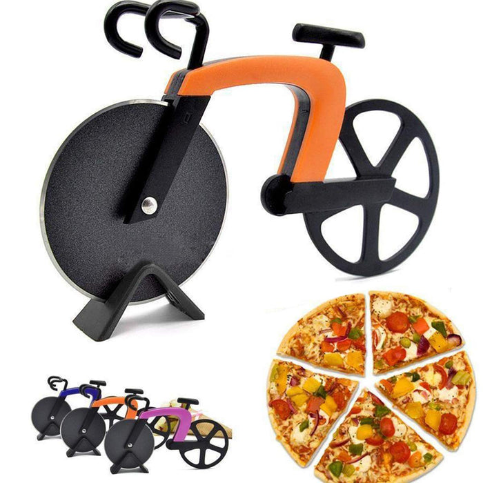 MinLia Creative Bicycle Shape Stainless Steel Pizza Cutter, Dough Divider Wheel Slicer Pizza Cutter Wheel Slicer(Blue) - Grill Parts America