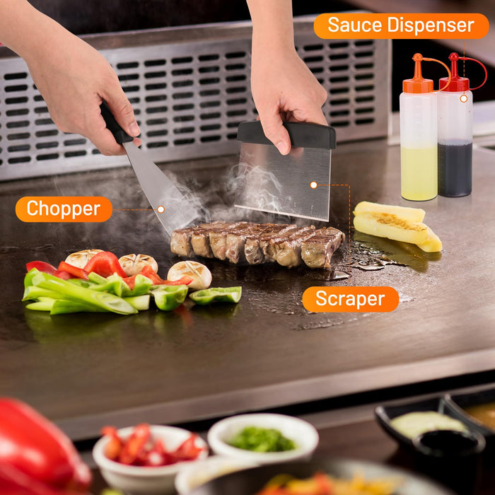 Blackstone Griddle Accessories Kit,10PCS Flat Top Grill Accessories Set for Blackstone and Camp Chef,Stainless Steel Griddle Grill Tools for Outdoor BBQ Teppanyaki Camping - Grill Parts America