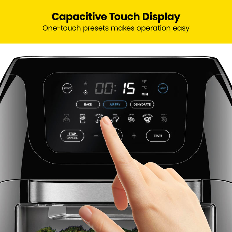 CHEFMAN Multifunctional Digital Air Fryer+ Rotisserie, Dehydrator, Convection Oven, 17 Touch Screen Presets Fry, Roast, Dehydrate, Bake, XL 10L Family Size, Auto Shutoff, Large Easy-View Window, Black - Grill Parts America