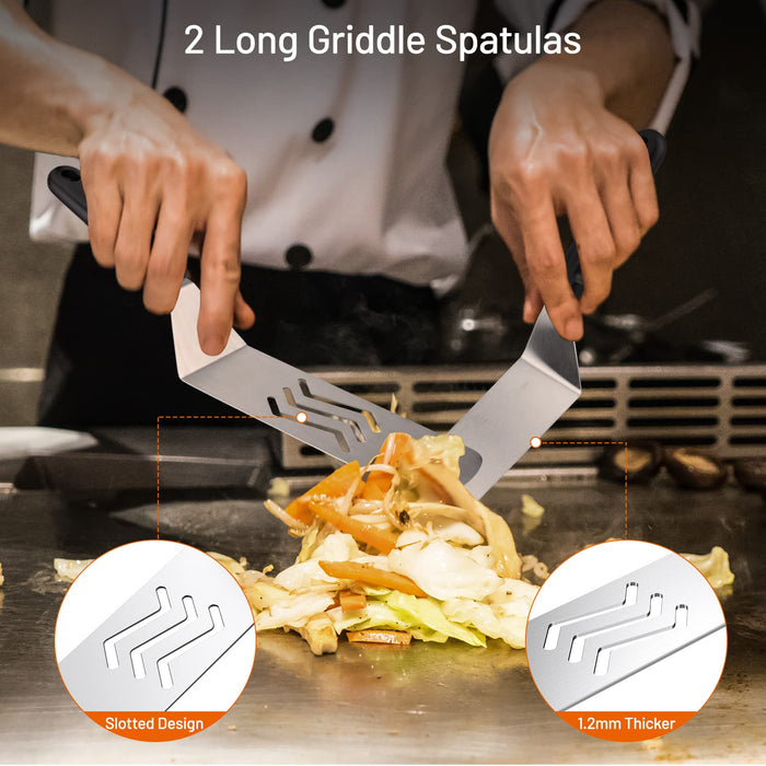 Blackstone Griddle Accessories Kit,10PCS Flat Top Grill Accessories Set for Blackstone and Camp Chef,Stainless Steel Griddle Grill Tools for Outdoor BBQ Teppanyaki Camping - Grill Parts America