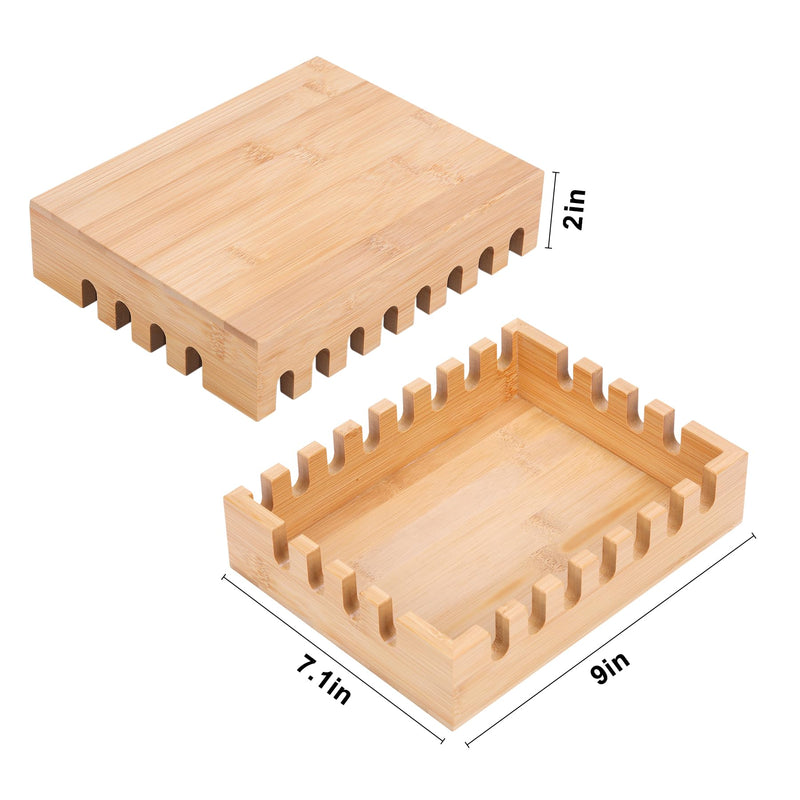 Bamboo Multi-Spoon Rest, Large Baking Tool Holder Rack, YORSEEK BBQ Grill Utensil Holder for Spatulas, Tongs, Ladles, Barbecue Grill Accessories Storage Organizer Multifunction Kitchen Gadgets - Grill Parts America