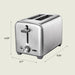 bella Stainless Steel 2 Slice Toaster with Extra Wide Slots & Removable Crumb Tray, 6 Browning Options, Auto Shut Off & Reheat Function, Toast Bread, Bagel & Waffle - Grill Parts America