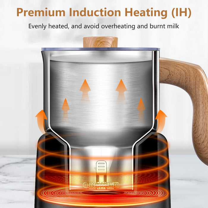 AMZCHEF 8-IN-1 Milk Frother and Steamer 550 Watts, 21 oz Split Stainless Steel Automatic Milk Steamer for Latte, Hot and Cold Milk Froth, Hot Milk, Chocolate Milk, Baby Food - Grill Parts America