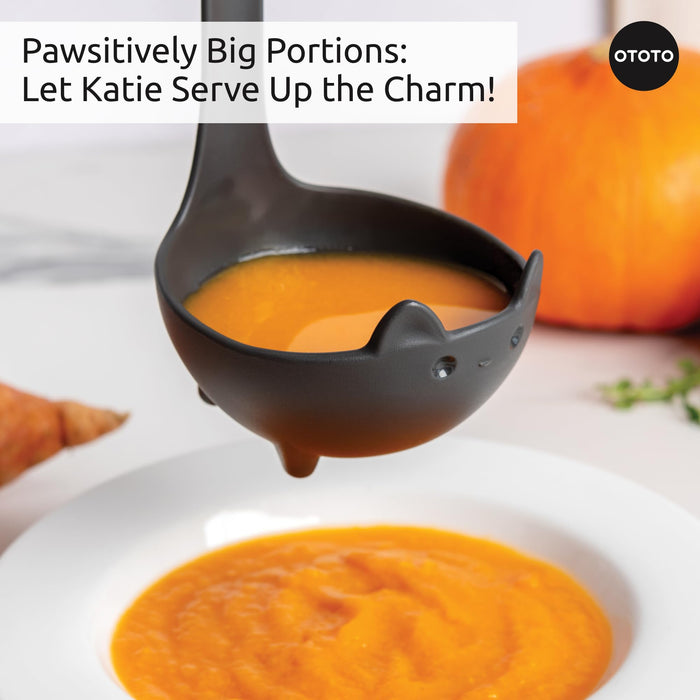 NEW!! Katie Cat Soup Ladle by OTOTO - Halloween Gifts Black Cat, Gothic Gifts, Gifts for Cat Lovers - Spooky Cat Gift, Cute Kitchen Accessories, Funny Kitchen Gadgets, Fun Gifts (Katie Cat, Black) - Grill Parts America